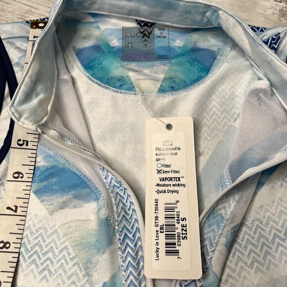 Lucky in love rash-guard in blue and white hues S - Picture 4 of 5
